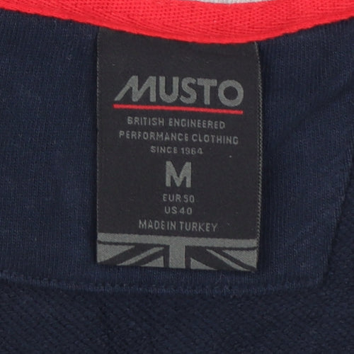Musto Men's Grey & Navy 1/2 Zip Cotton Sweatshirt M
