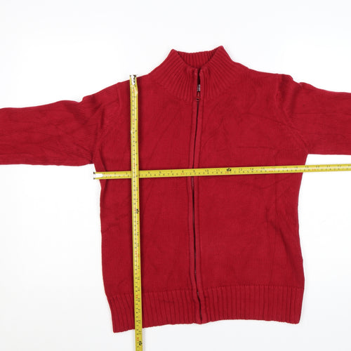 EWM Women’s Red Cotton Full Zip Jumper Size 14 Mock Neck