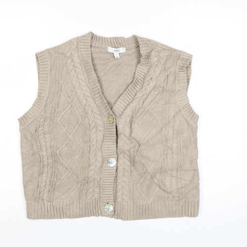 Marks and Spencer Women’s Beige Cable-Knit Wool Blend Sleeveless Vest L