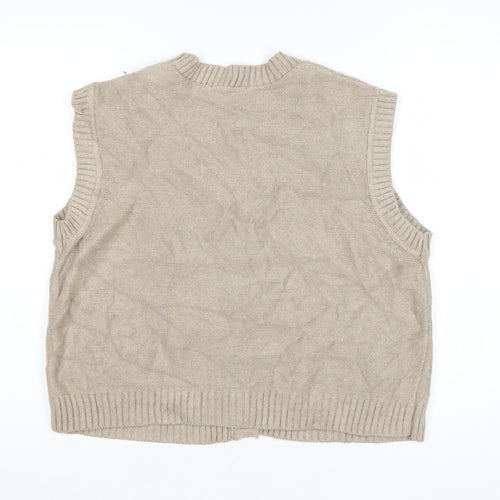 Marks and Spencer Women’s Beige Cable-Knit Wool Blend Sleeveless Vest L
