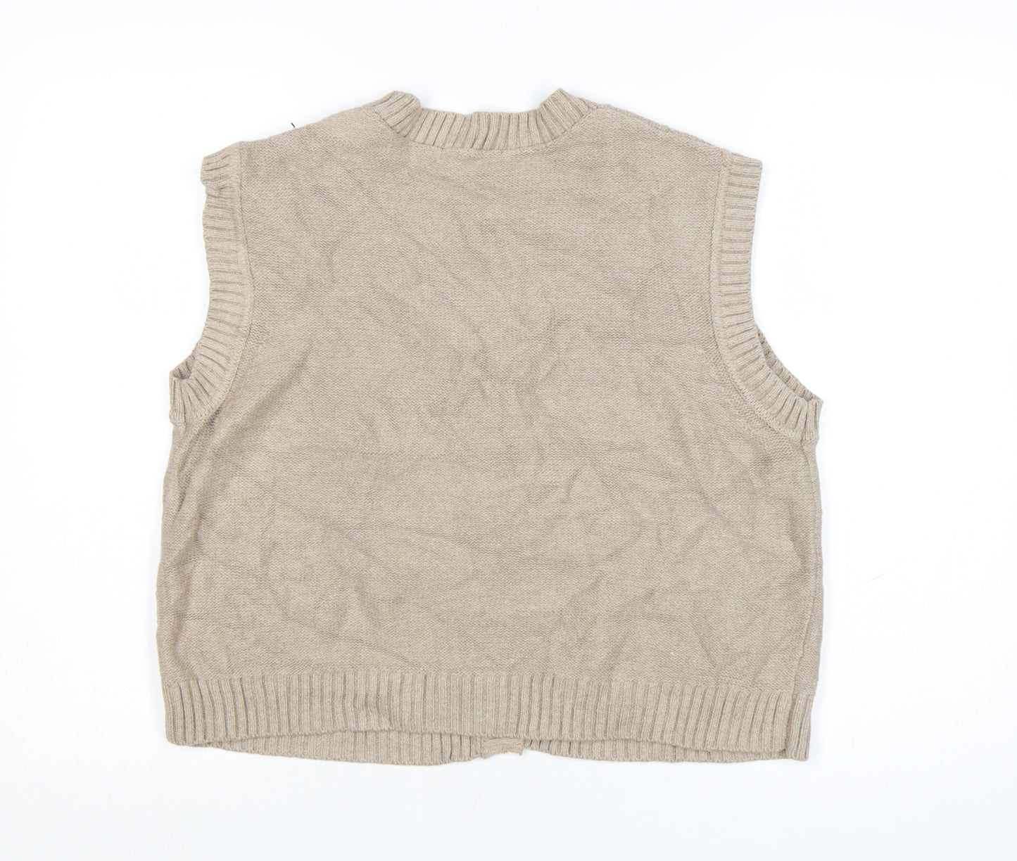 Marks and Spencer Women’s Beige Cable-Knit Wool Blend Sleeveless Vest L