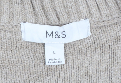 Marks and Spencer Women’s Beige Cable-Knit Wool Blend Sleeveless Vest L