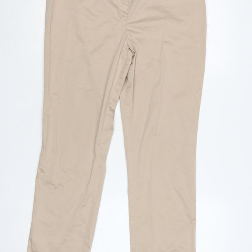 Marks and Spencer Women Beige Chino Trousers UK14 Regular Fit