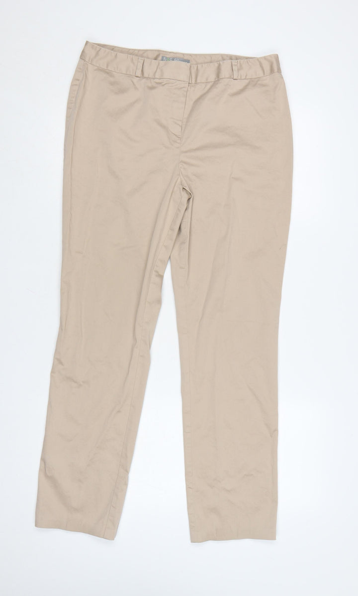 Marks and Spencer Women Beige Chino Trousers UK14 Regular Fit