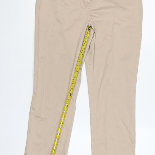 Marks and Spencer Women Beige Chino Trousers UK14 Regular Fit