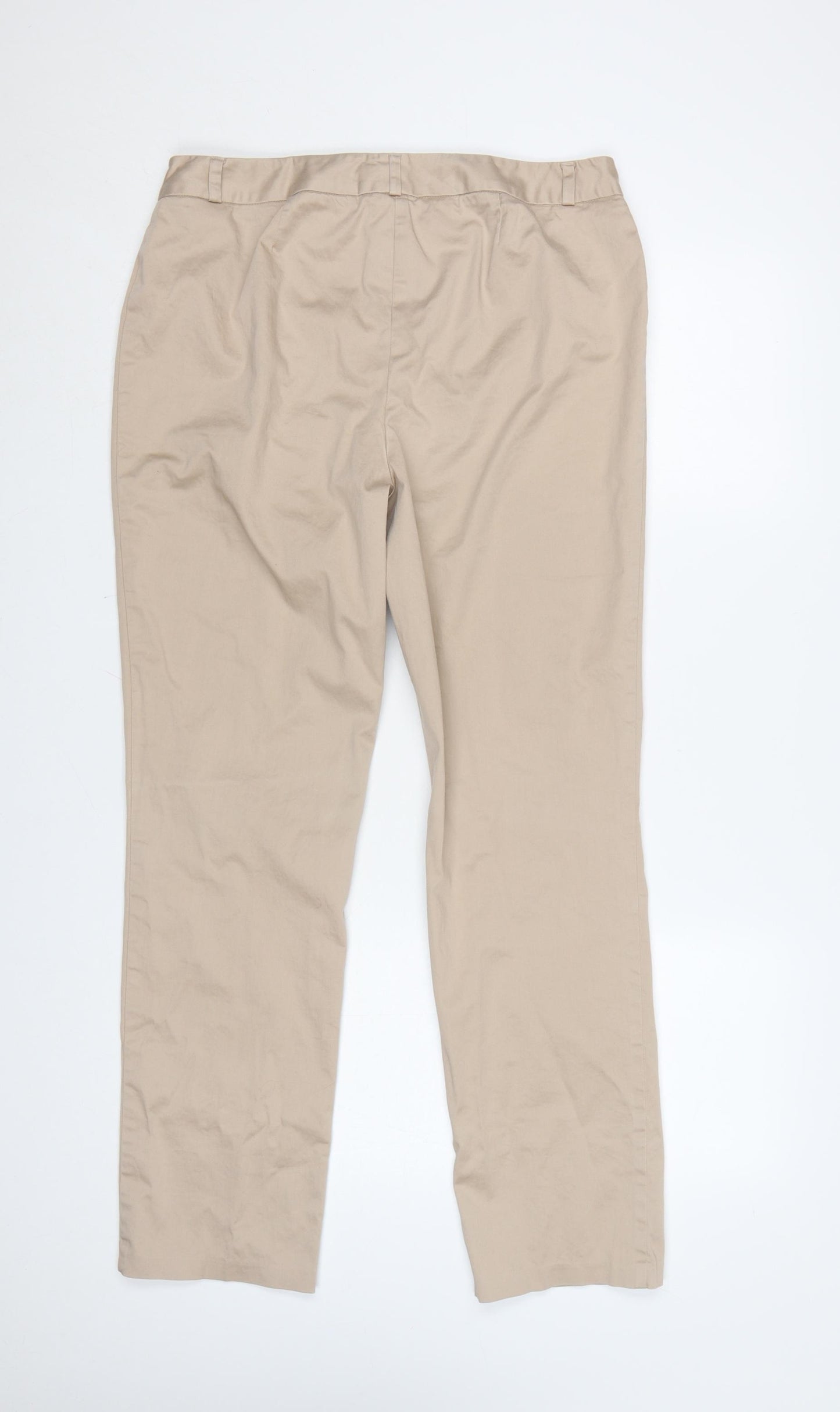 Marks and Spencer Women Beige Chino Trousers UK14 Regular Fit