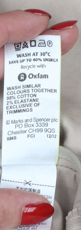 Marks and Spencer Women Beige Chino Trousers UK14 Regular Fit
