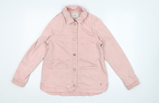 Joules Women Pink Cotton Mid-Length Casual Jacket UK 8