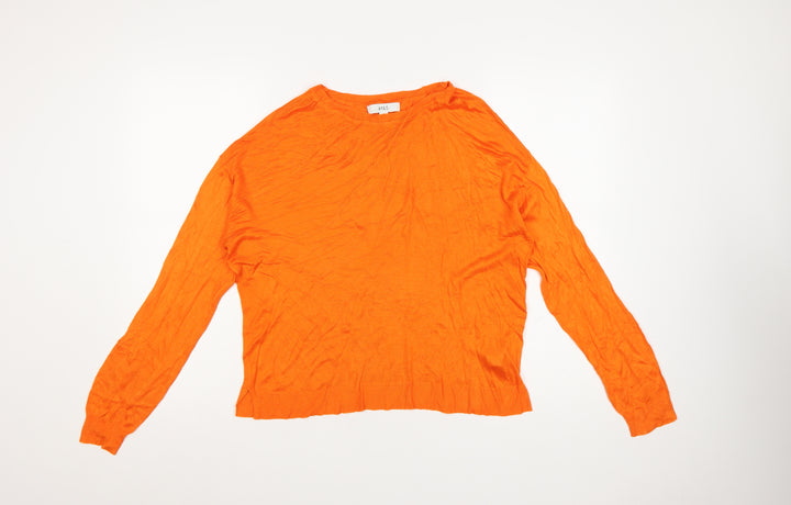 Marks and Spencer Women's Orange Crew Neck Long Sleeve Pullover Jumper M