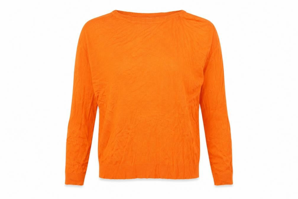 Front view of Marks & Spencer Women's Orange Crew Neck Long Sleeve jumper M