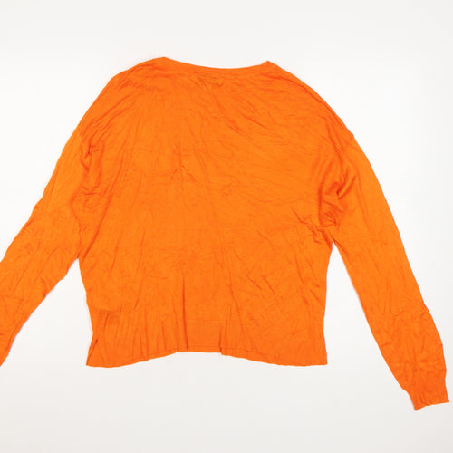 Marks and Spencer Women's Orange Crew Neck Long Sleeve Pullover Jumper M