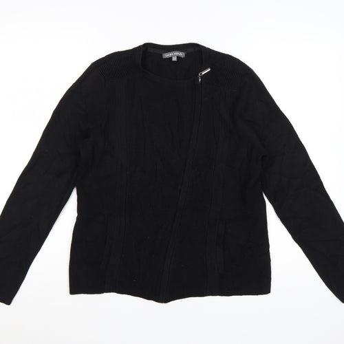 Laura Ashley Women's Black Size 14 Knit Zip Cardigan