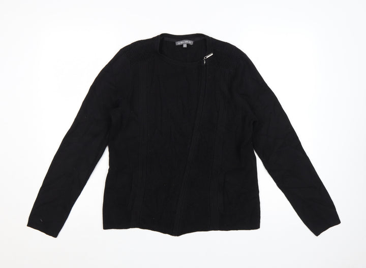 Laura Ashley Women's Black Size 14 Knit Zip Cardigan