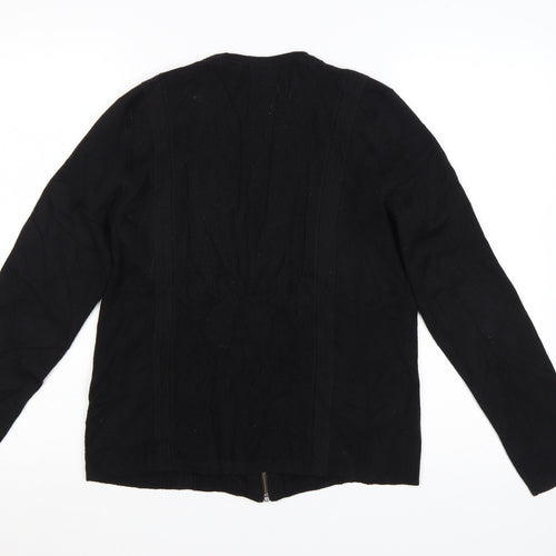Laura Ashley Women's Black Size 14 Knit Zip Cardigan