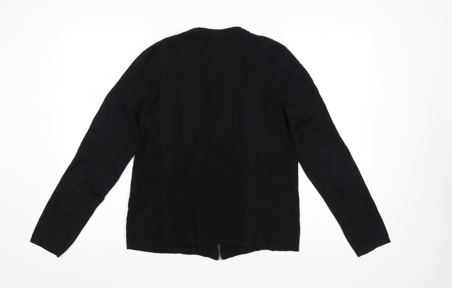 Laura Ashley Women's Black Size 14 Knit Zip Cardigan