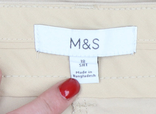 Marks and Spencer Women Beige Chino Trousers Size 18 Short