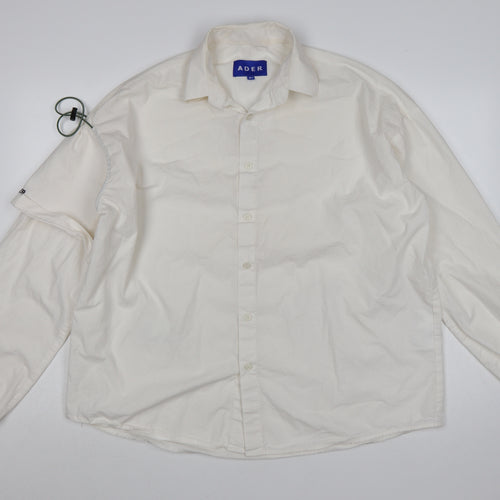 ADER Men White Cotton Button-Up Long Sleeve Casual Shirt One Size
