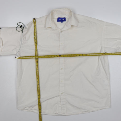 ADER Men White Cotton Button-Up Long Sleeve Casual Shirt One Size