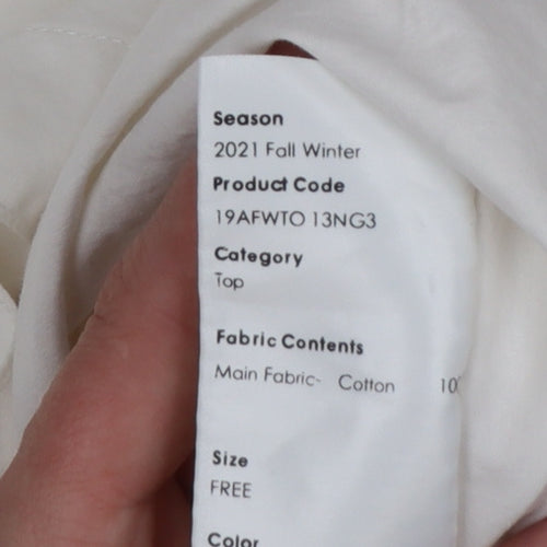 ADER Men White Cotton Button-Up Long Sleeve Casual Shirt One Size