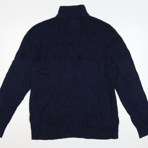 FatFace Men's Blue XL 1/2 Zip Cotton Cashmere Jumper