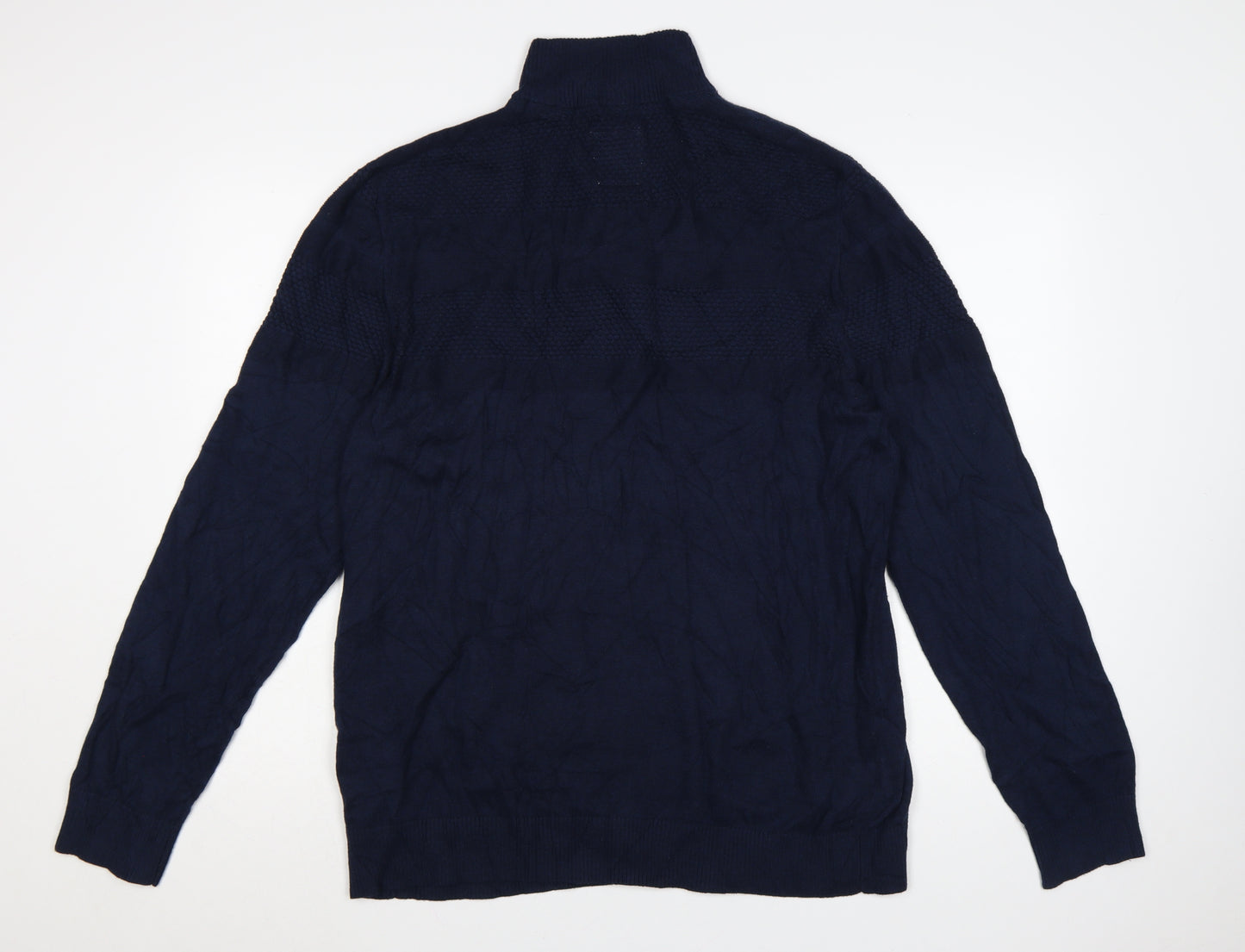 FatFace Men's Blue XL 1/2 Zip Cotton Cashmere Jumper