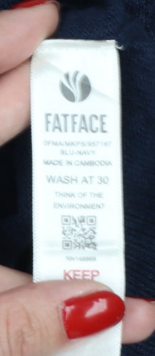 FatFace Men's Blue XL 1/2 Zip Cotton Cashmere Jumper
