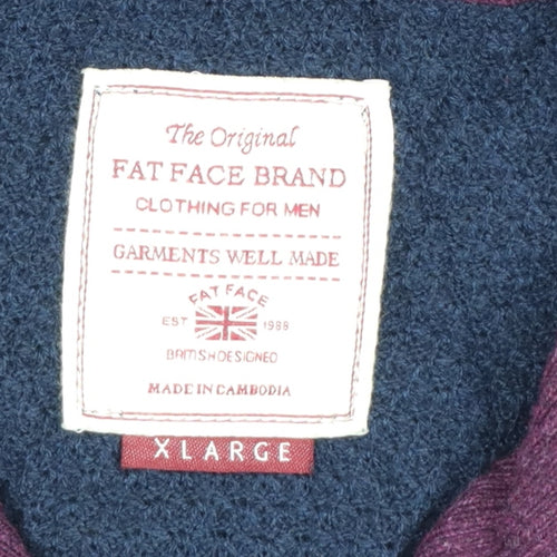 FatFace Men's Blue XL 1/2 Zip Cotton Cashmere Jumper
