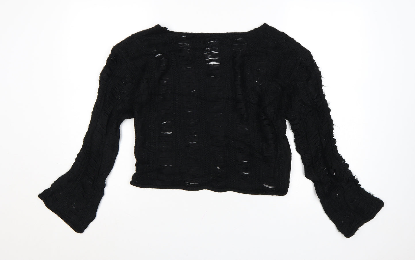 ASOS DESIGN Women's Black Open-Knit V-Neck Jumper UK 6