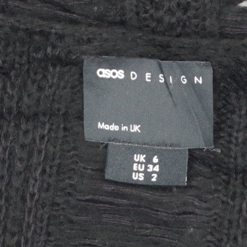 ASOS DESIGN Women's Black Open-Knit V-Neck Jumper UK 6