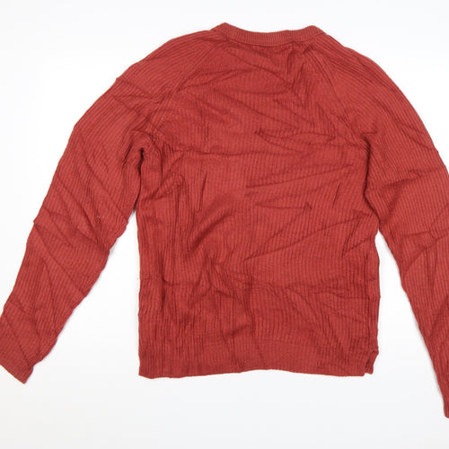 Jack & Jones Mens Red Knit Crew Neck Pullover Jumper M