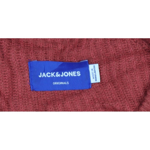 Jack & Jones Mens Red Knit Crew Neck Pullover Jumper M