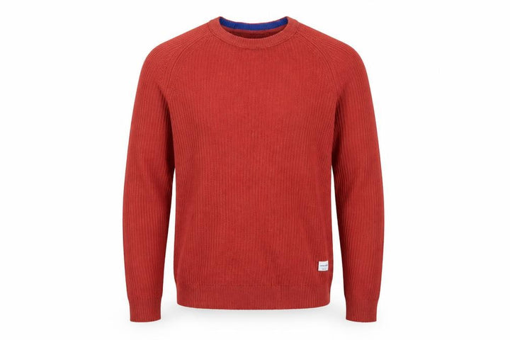Jack & Jones Mens Red Knit Crew Neck Pullover Jumper M