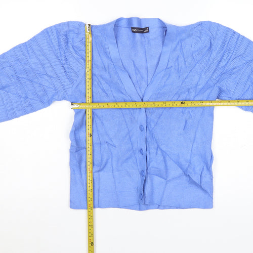 Marks and Spencer Women's Blue Puff Sleeve Cardigan Size 10