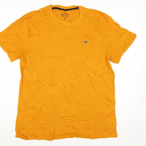 Hollister Men's Must-Have Yellow Cotton Crew Neck T-Shirt XL