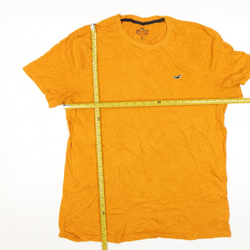 Hollister Men's Must-Have Yellow Cotton Crew Neck T-Shirt XL
