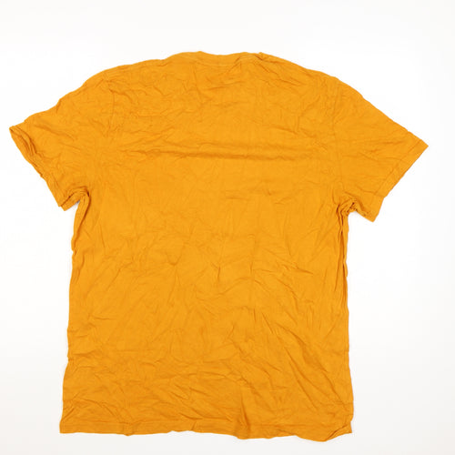 Hollister Men's Must-Have Yellow Cotton Crew Neck T-Shirt XL