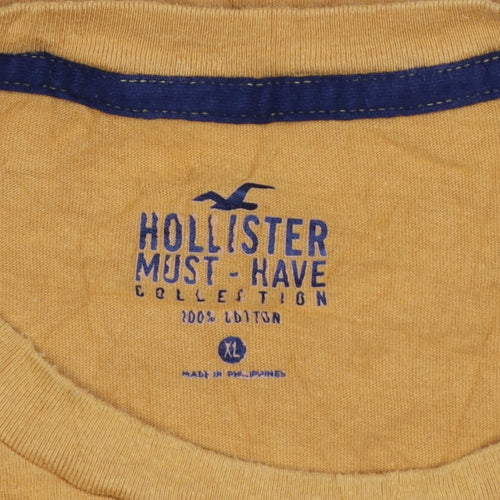 Hollister Men's Must-Have Yellow Cotton Crew Neck T-Shirt XL