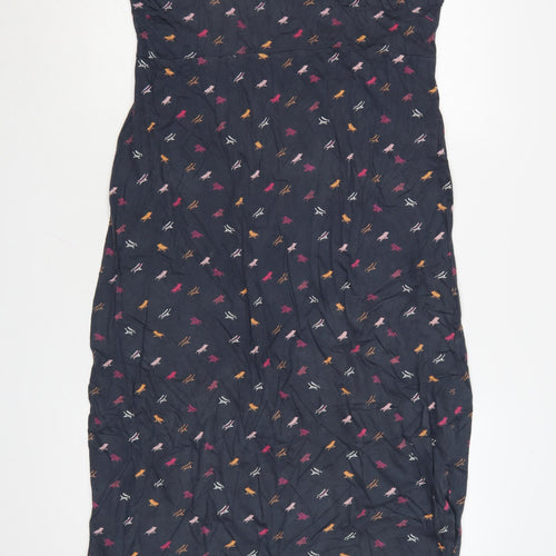 Weird Fish Women Blue Animal Print Cotton Midi Shift Dress Size 14