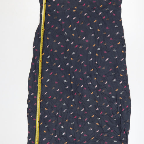 Weird Fish Women Blue Animal Print Cotton Midi Shift Dress Size 14
