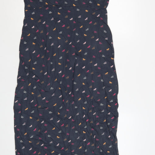 Weird Fish Women Blue Animal Print Cotton Midi Shift Dress Size 14