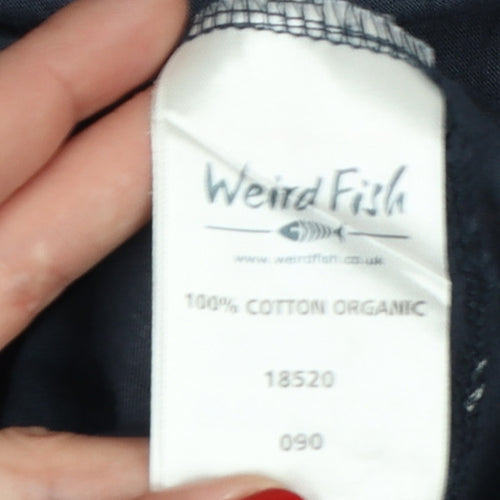 Weird Fish Women Blue Animal Print Cotton Midi Shift Dress Size 14