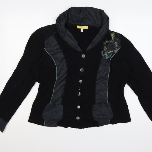 Biba Women's Black Cowl Neck Embroidered Tunic Blouse Size 20