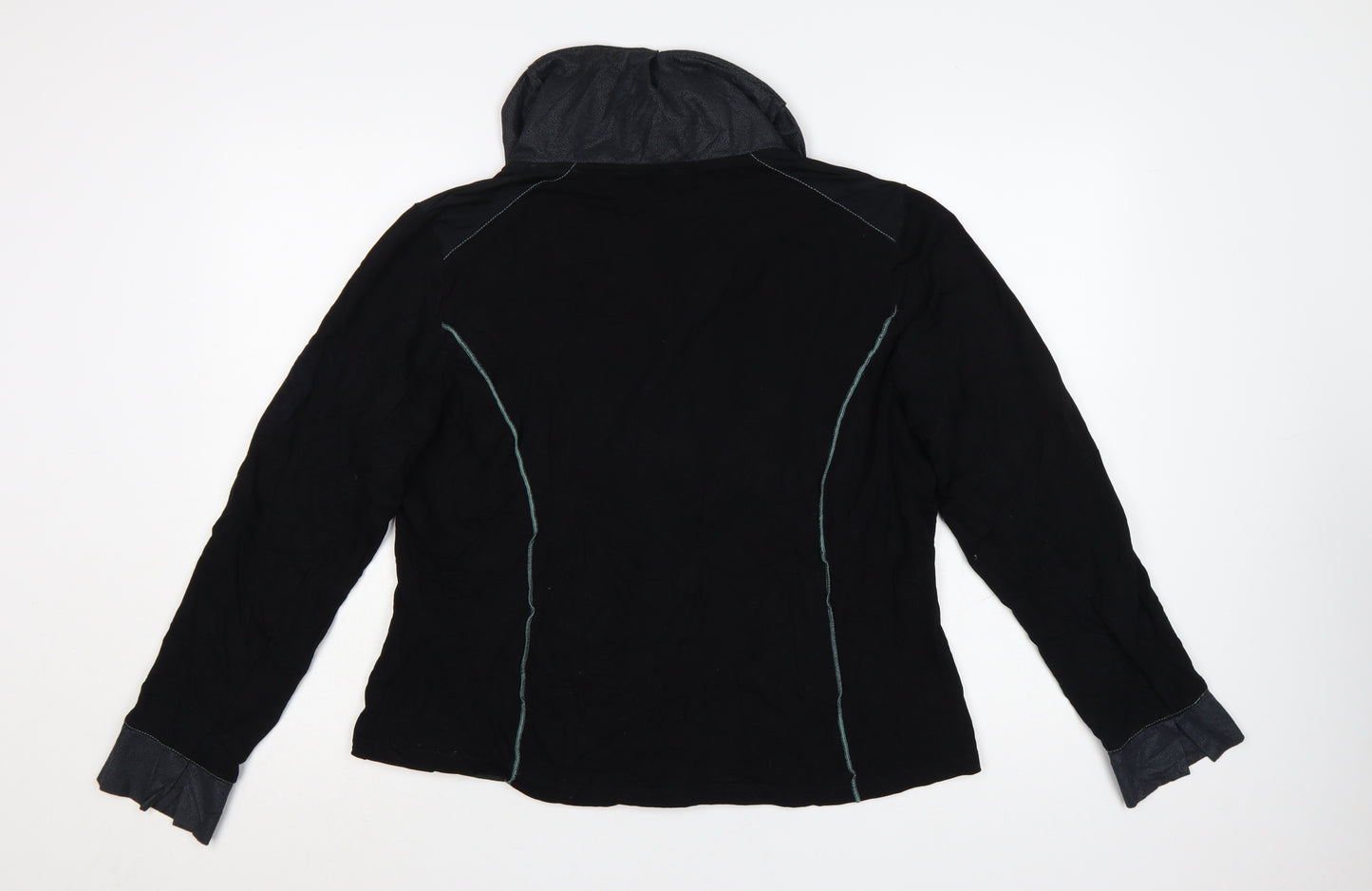Biba Women's Black Cowl Neck Embroidered Tunic Blouse Size 20