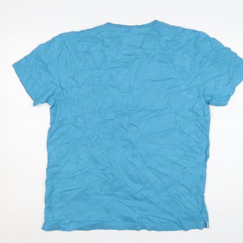 Crew Clothing Company Men's Blue Cotton Crew Neck T-Shirt Size L