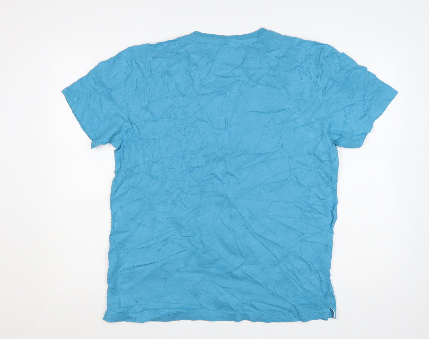 Crew Clothing Company Men's Blue Cotton Crew Neck T-Shirt Size L