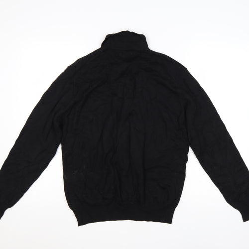 Marks and Spencer Men’s Black L Henley Collared Wool Blend Jumper