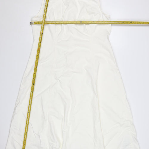 Marks and Spencer Women White Cotton A-Line Sleeveless Petite Dress Size 16