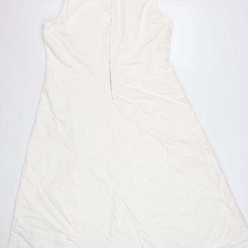 Marks and Spencer Women White Cotton A-Line Sleeveless Petite Dress Size 16