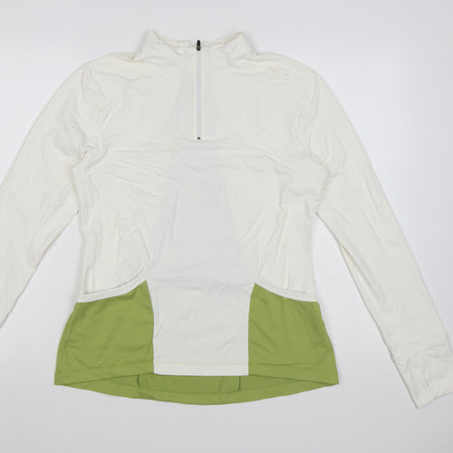 ZCA Women’s Ivory & Green 1/2 Zip Pullover Hoodie XL Polyamide Blend