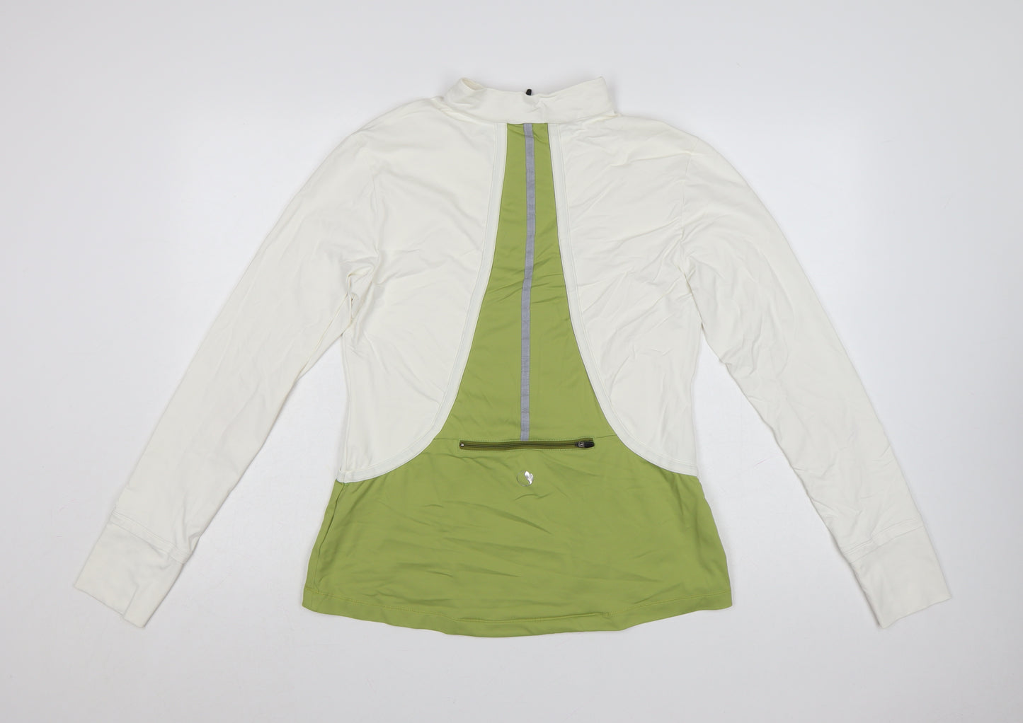 ZCA Women’s Ivory & Green 1/2 Zip Pullover Hoodie XL Polyamide Blend